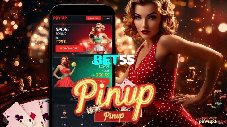 BET55 casino presented on mobile device in Pakistan with slots and live games